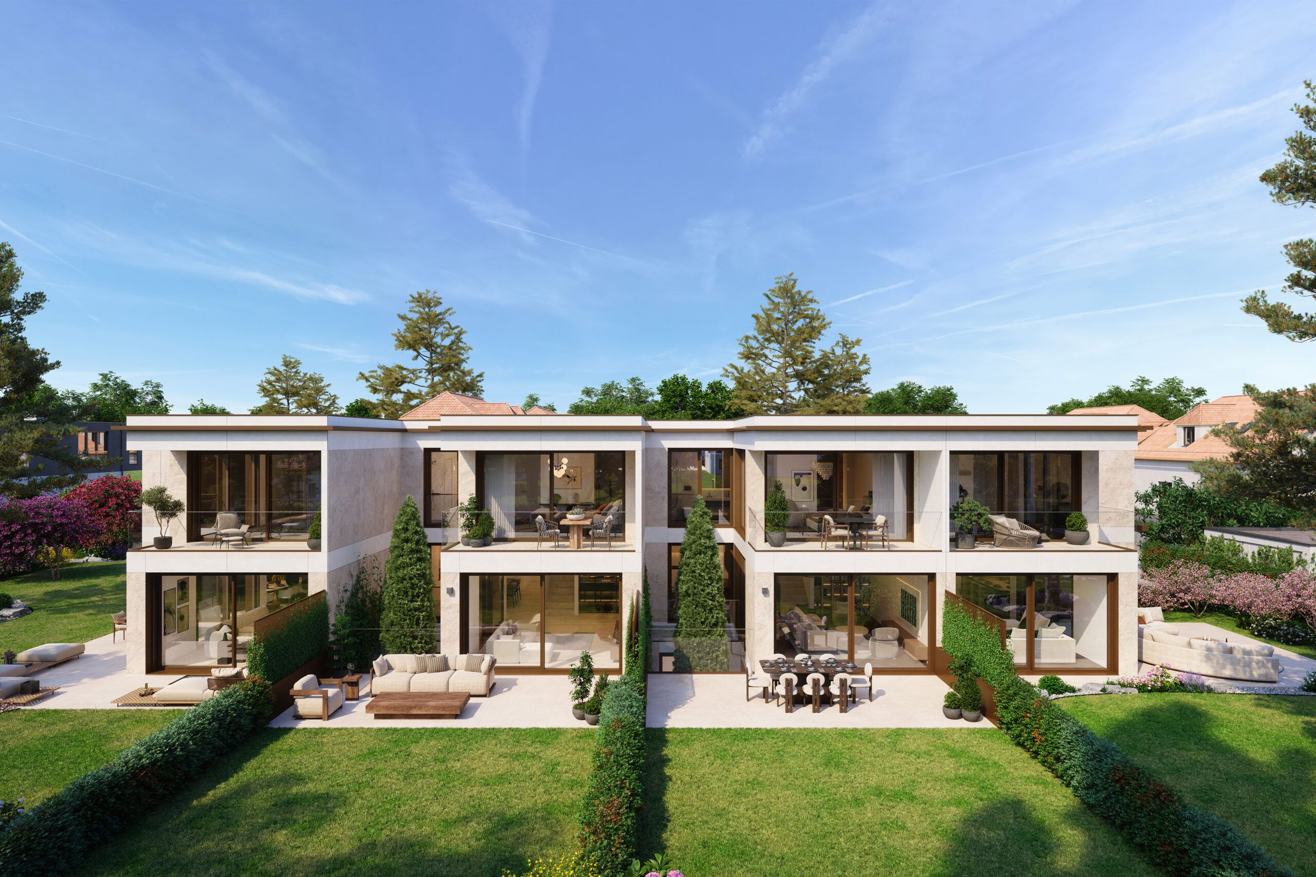 Villas Élysia - vue frontale des 4 villas